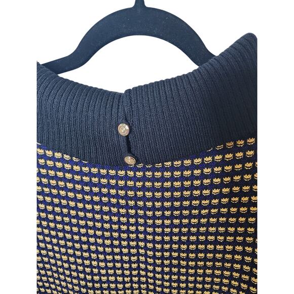 St. John Collection Wide Collar Sweater, Black/Gold/Purple, Size M - Picture 3 of 8